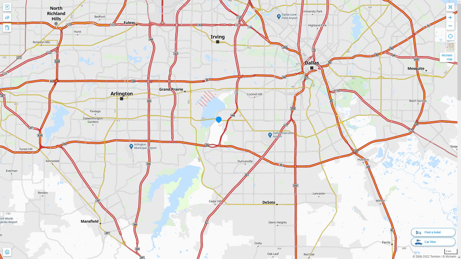 Grand Prairie Texas Highway and Road Map